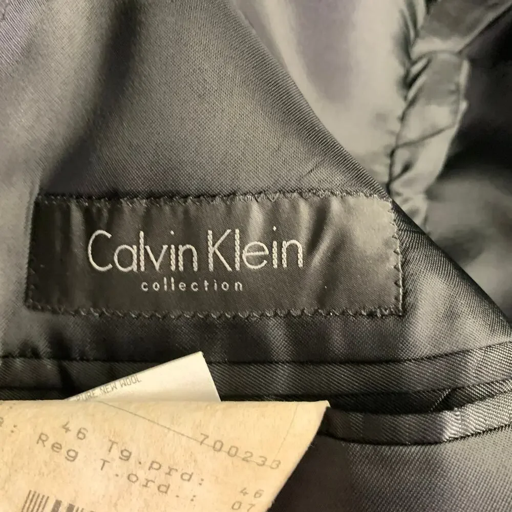 CALVIN KLEIN COLLECTION Size 36 Black Wool Peak Lapel Sport Coat